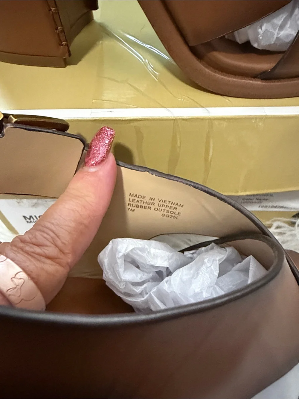 NIB Michael Kors Brown Leather Cutout Block Heel Sandals Women’s size 7